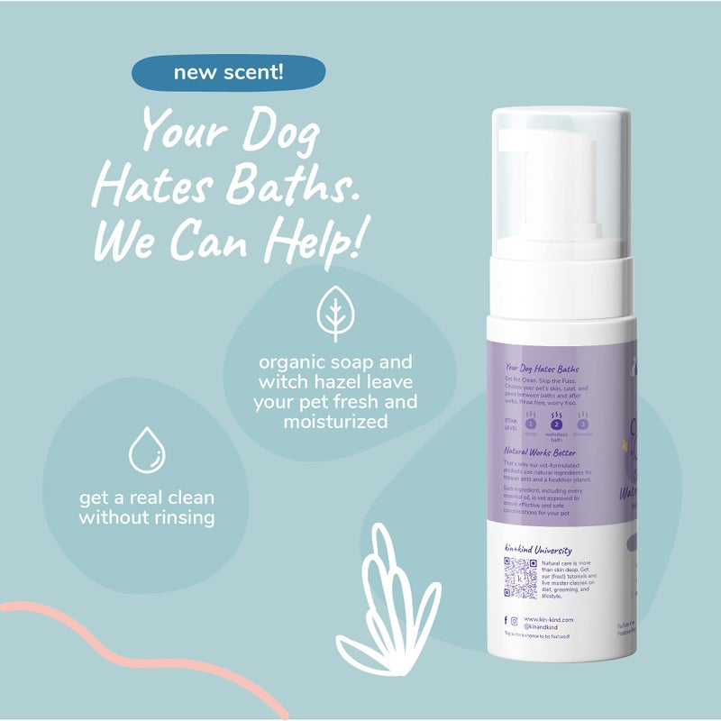 kin+kind Waterless Dry Shampoo for Dogs - Rinse-Free, Eliminate Itch and Odor, Natural Formula with Witch Hazel, Coconut Oil, Olive Oil and Lavender - Made in USA - Image 2